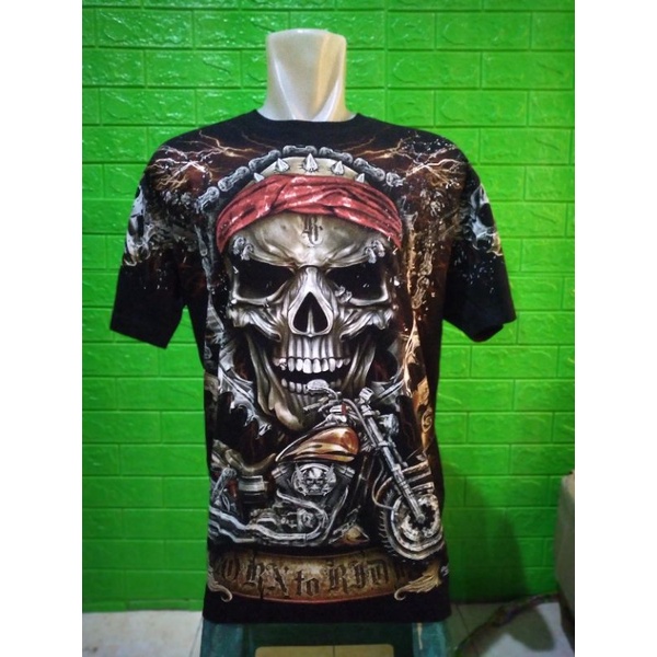 kaos rock chang original skull harley  glow in the dark thailand