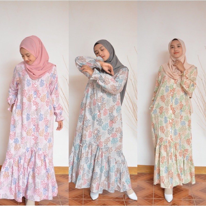Dress / Gamis Kirana Homedress (detail lihat deskripsi) Baju santai abu pink kuning Baju lebaran