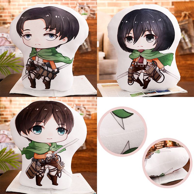 45cm Mainan Titan Manga Peripheral Plush Doll Eren Mikas Cushion Stuffed Toys Boneka