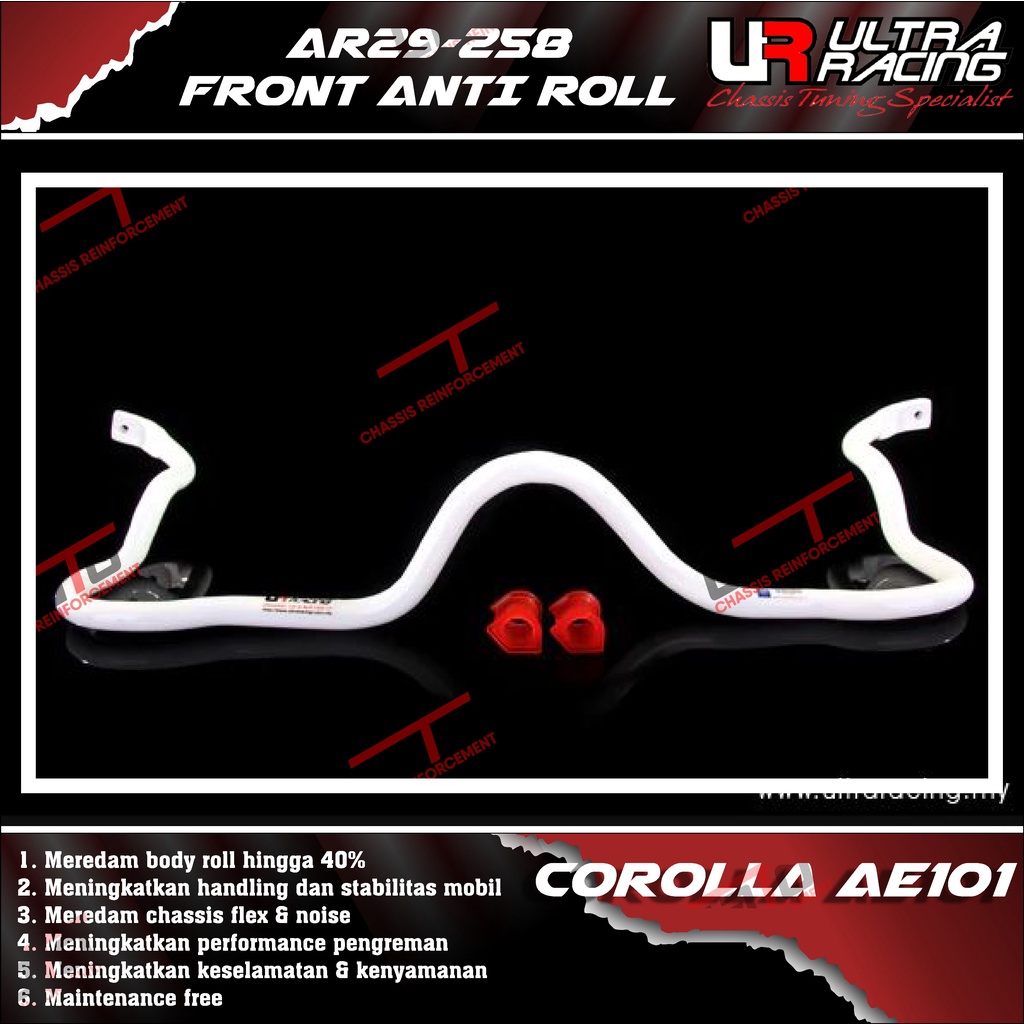 Aksesoris Stabiliser ULTRA RACING Safety Bar - Swaybar - Front Anti Roll 29MM - Toyota Corolla AE101