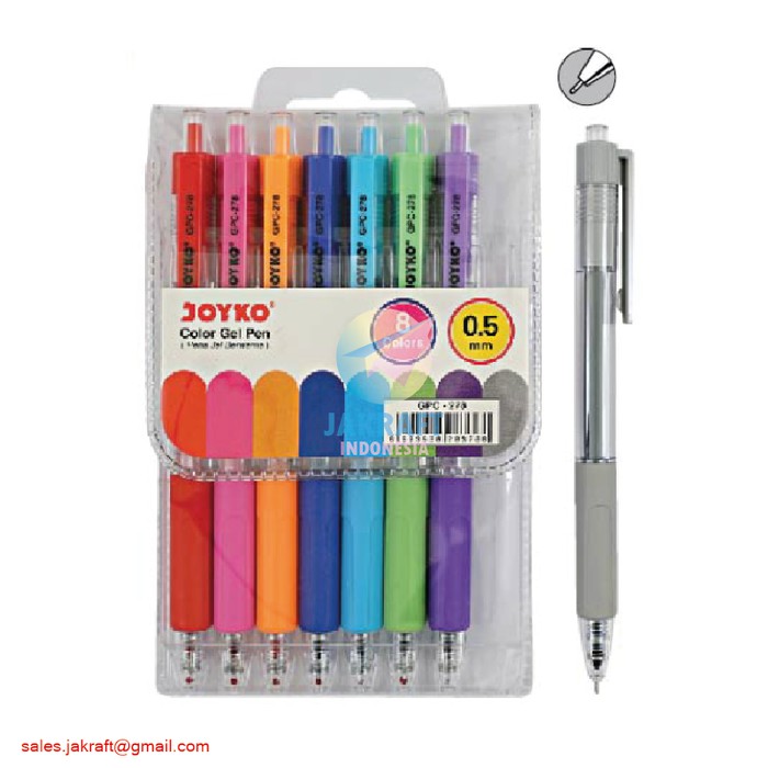 

NEW STOCK PULPEN RETRACTABLE GEL PEN SET 8 WARNA JOYKO GPC-278 SEPERTI SARASA