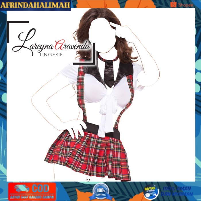 

[TERBARU] Set Lingerie Seksi + Dasi Fit L-XXL Model Costume America School LG258