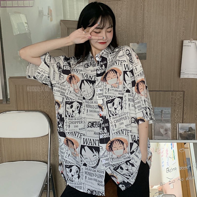 Kemeja Onepiece Wanted Fullprint Anime Manga Premium Unisex