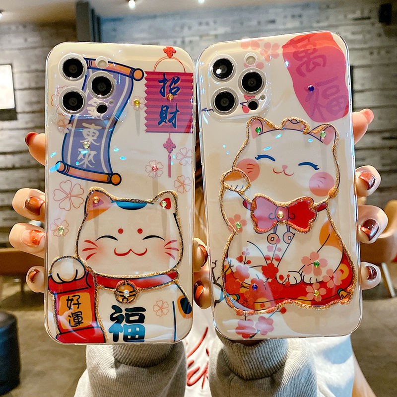 Case Motif Kucing Keberuntungan Untuk iPhone