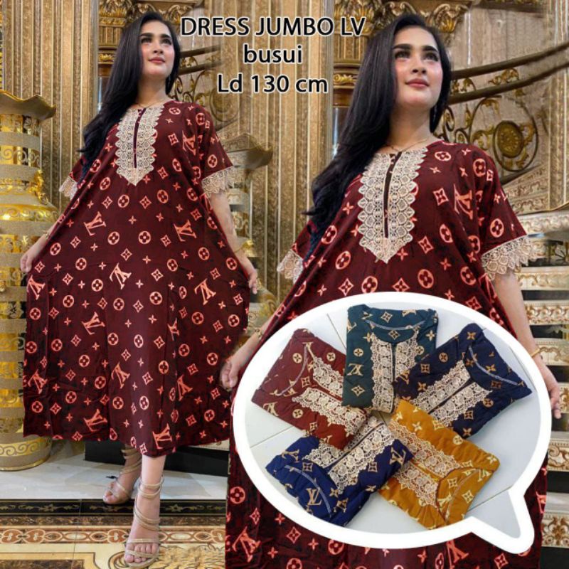 Daster Arab Jumbo Motif Terbaru - Dress Renda Jumbo Motif Viral Kekinian