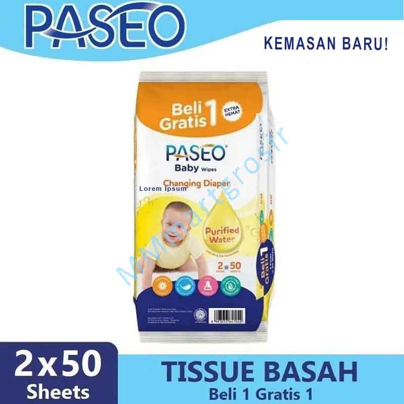 TISSUE BASAH  PASEO 50 SHEET BELI 1 GRATIS 1