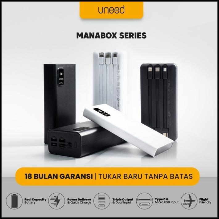 Uneed Powerbank Manabox Built In Cable 10000 20000 Vooc Quick Charge