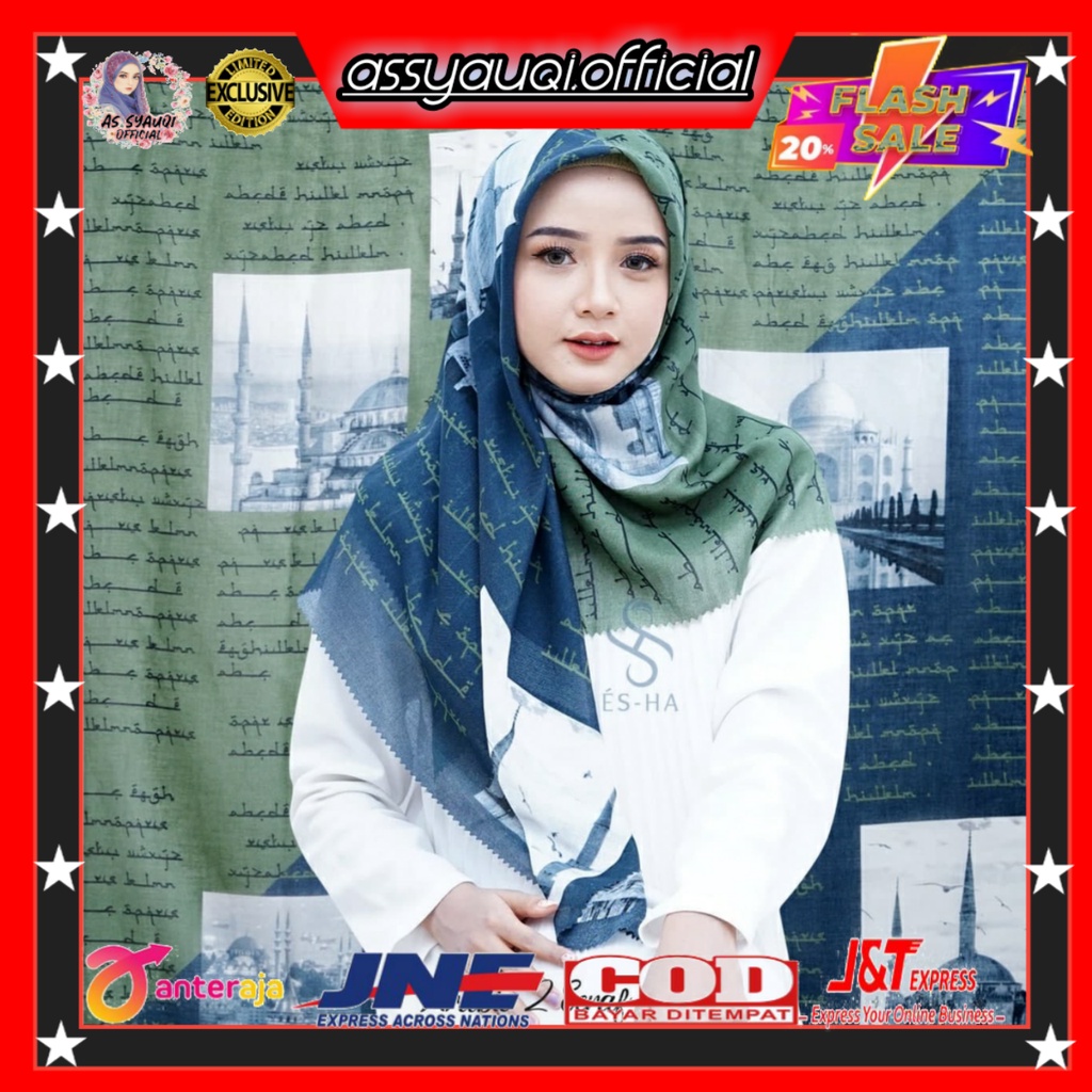 Jilbab Voal Premium Motif Koran Arab | Motif Aksara Jawa | Motif Korea | Hijab Motif