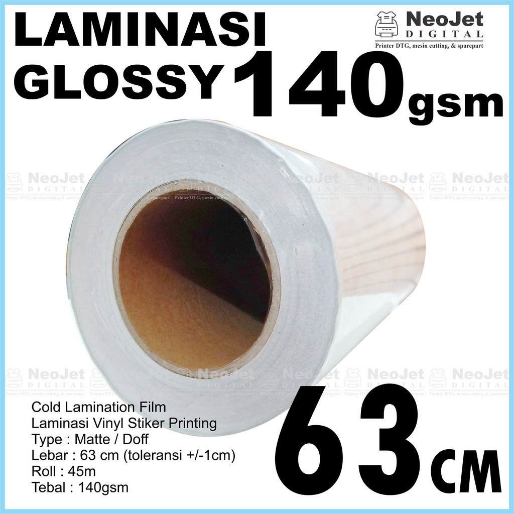 

Laminasi Gloss Glossy Dingin Laminating Kilap Murah 63 cm 140gsm 45m