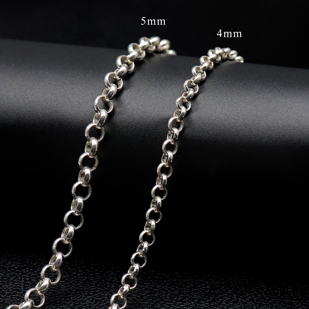 Size Jumbo Rantai Perak 925 Rolo Size 4 & 5 mm | Rantai Rolo Ukuran Besar Size 4 & 5 mm Bahan Perak 