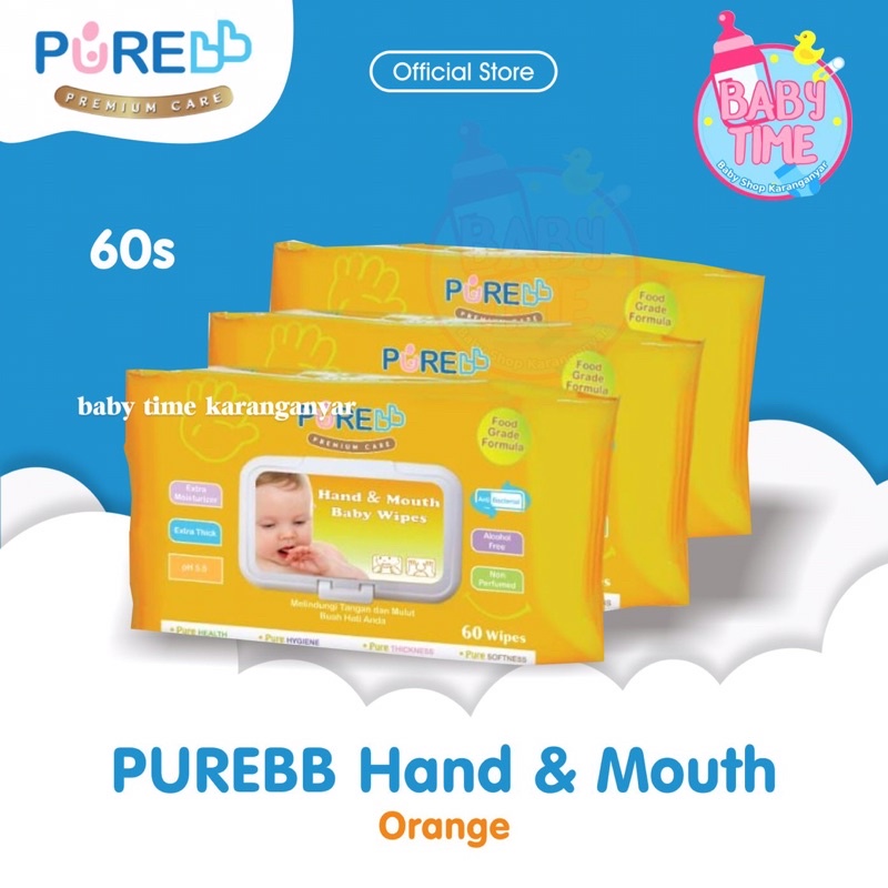 Pure bb Hand &amp; Mouth Wipes 60's Orange Oil ( Buy 2 Get 1 )