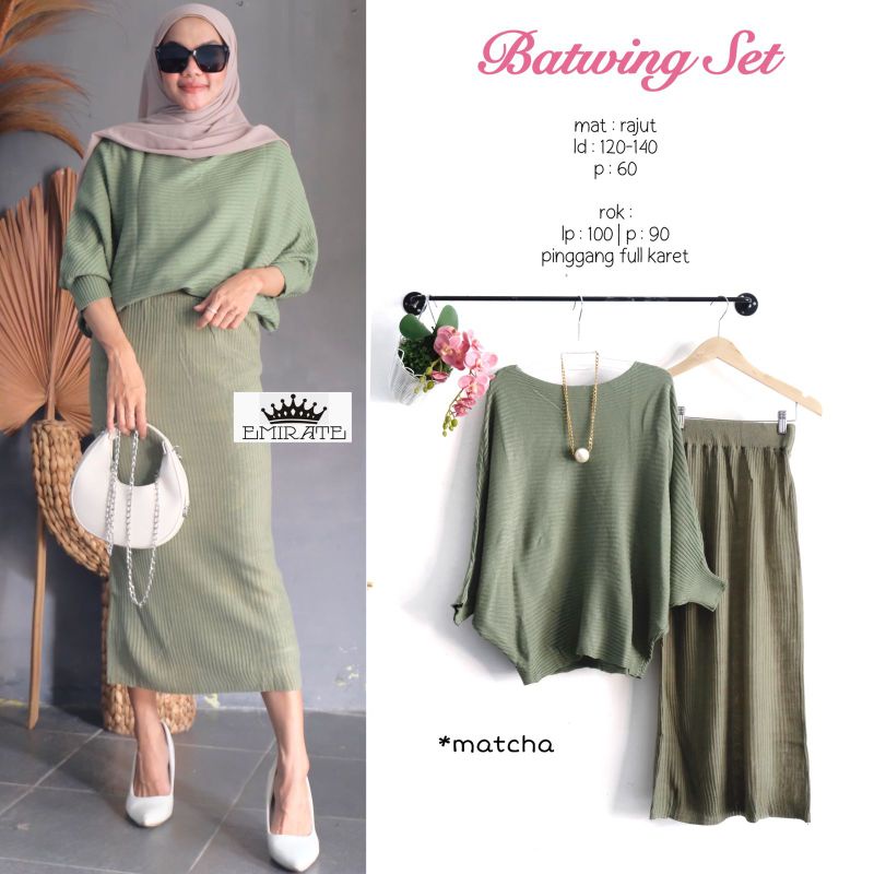 Batwing set setelan rajut emirate