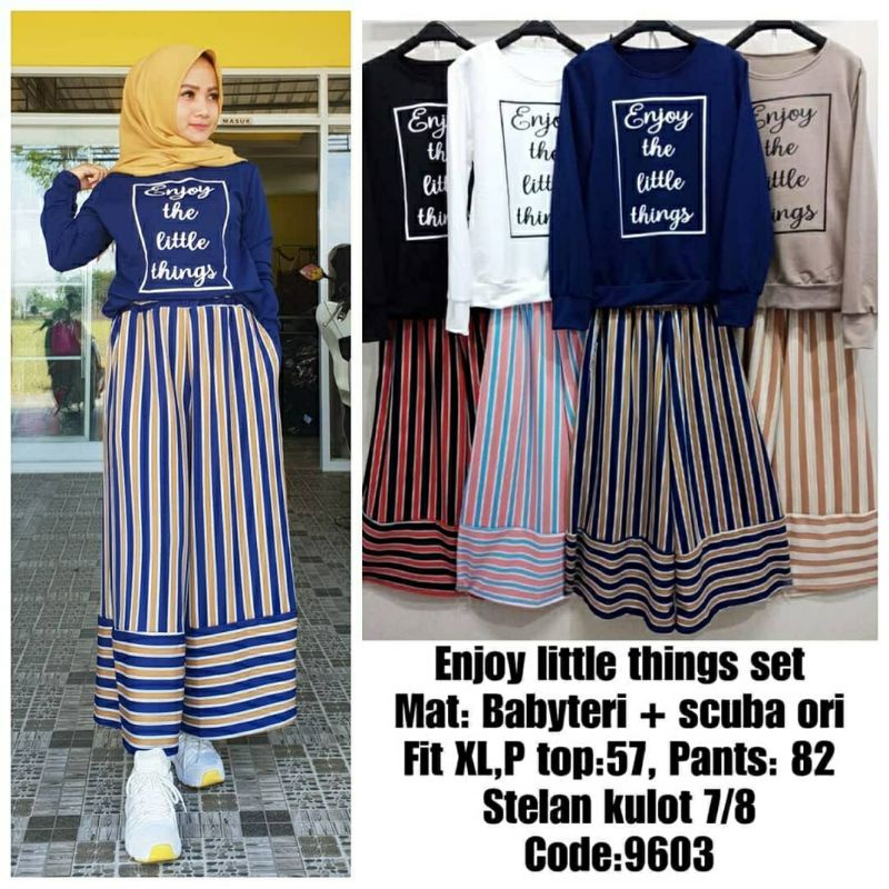 Enjoy Set, SETELAN/ONE SET WANITA SUPER CANTIK FIT XL LD 100-108 BAHAN ATASAN BABYTERRY CELANA SCUBA PREMIUM OOTD