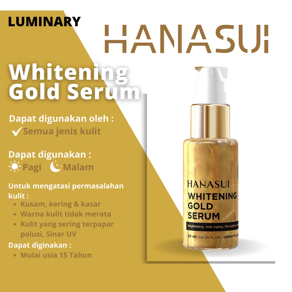 Hanasui Serum Gold Pencerah Wajah Perawatan Kecantikan Wajah Serum Wajah Hanasui Gold Serum Original Bpom