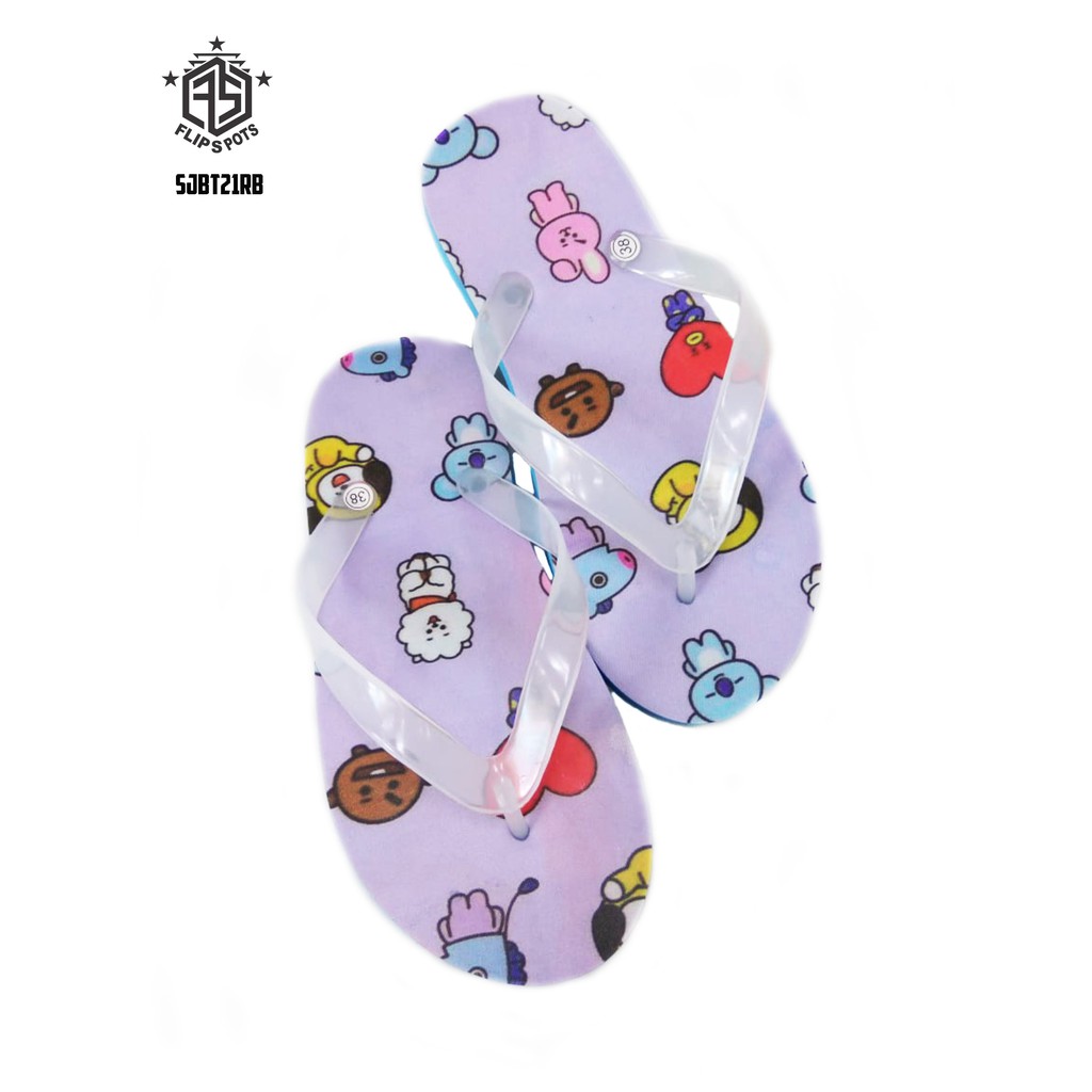  SANDAL  JEPIT WANITA  PRINTING KARAKTER KPOP BT21 FREE 