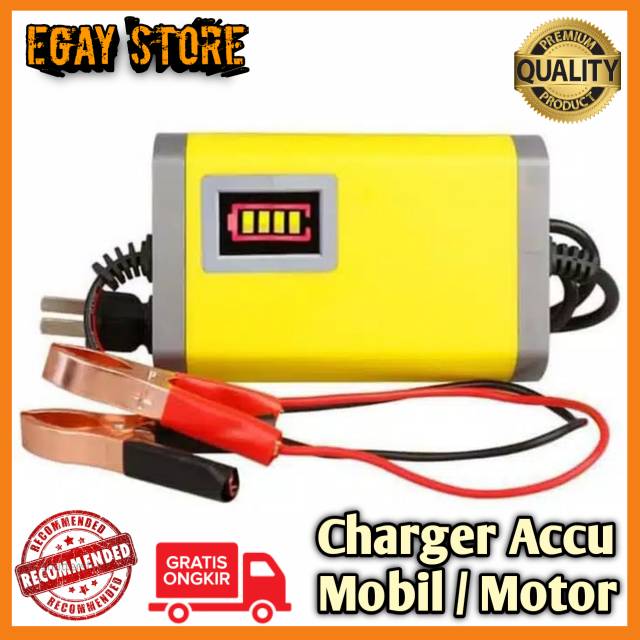 Charger Accu Motor 2A 12V Casan Aki LED Portable Alat Pengisi Battery Baterai Batre Perawatan Motor