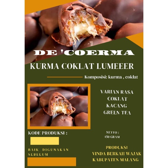 

De'Coerma Coklat Kurma isi 150 gr