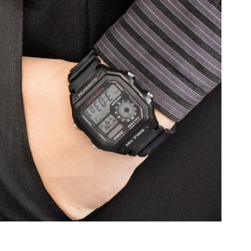 Casio General AE-1200WH-1A / AE1200WH-1A Jam Tangan Pria - Digital - Karet - Hitam