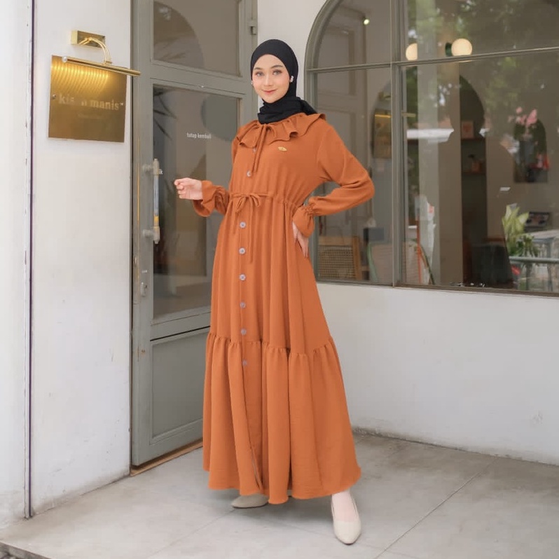 Dress ELNARA ALESYANA long outer model new design terbaru muslimah wanita terkini premium