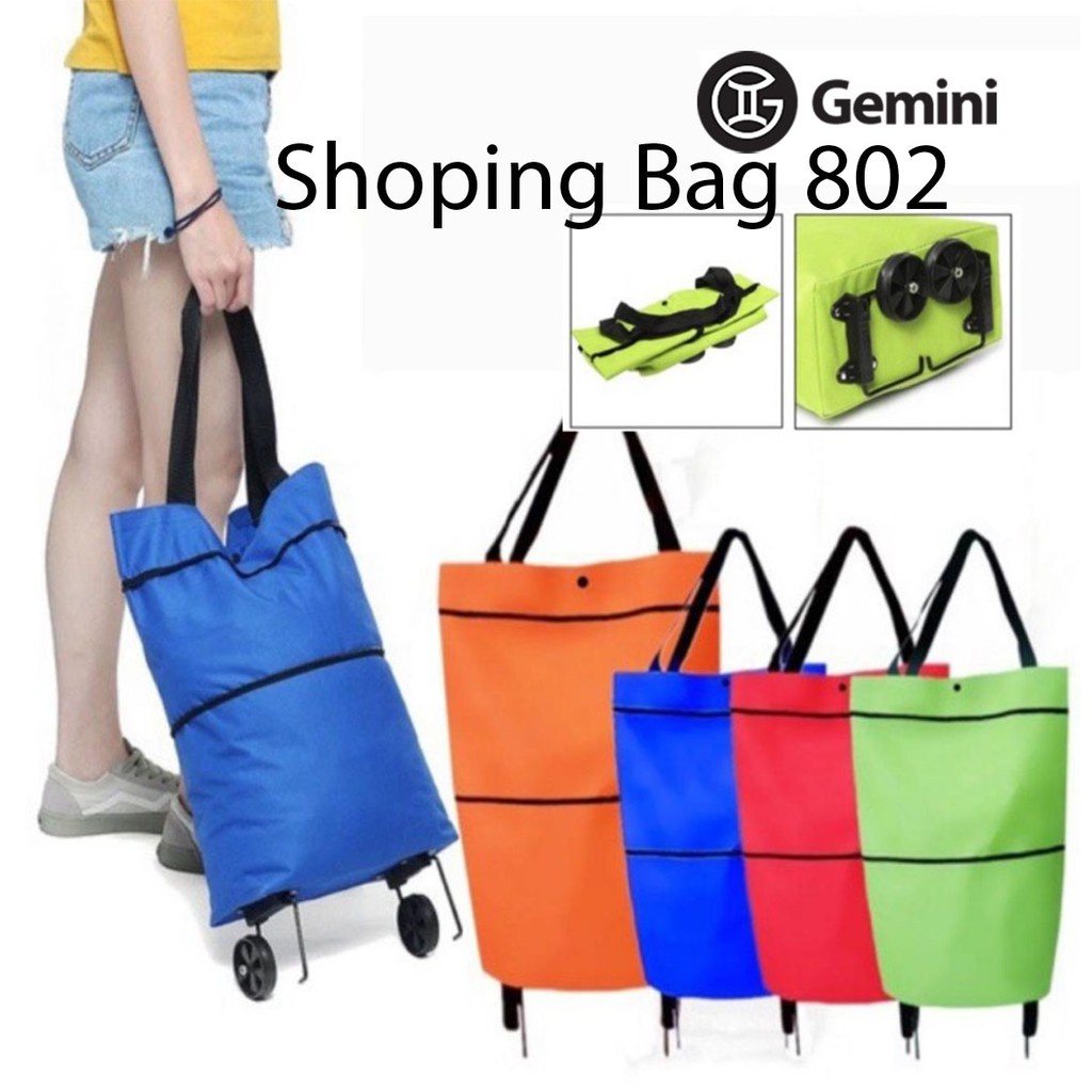 Shopping Bag LIPAT 802 Trolley Tas Belanja Roda Troli