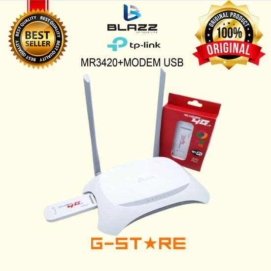 Paket Router TPLINK MR3420 + USB MODEM WIFI WINGLE 4G LTE Unlock All GSM Paket Wifi Router Tplink MR