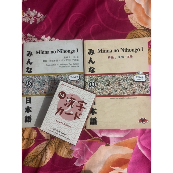 preloved Buku minna no nihongo 1 & kanji card N5 NEW