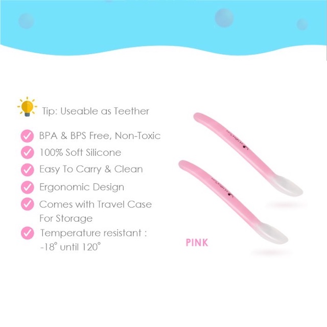 Elipse Kids Silicone Feeding Spoons with Travel Case - Sendok makan anak