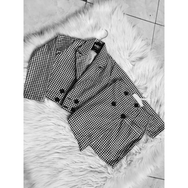 Korean Blazer Houndstooth / Blazer Korea / Blazer Crop / Blazer Katun / Blazer Anak / Blazer Anak Cewek / Blazer Anak Cowok / Blazer Couple / Blazer Kotak