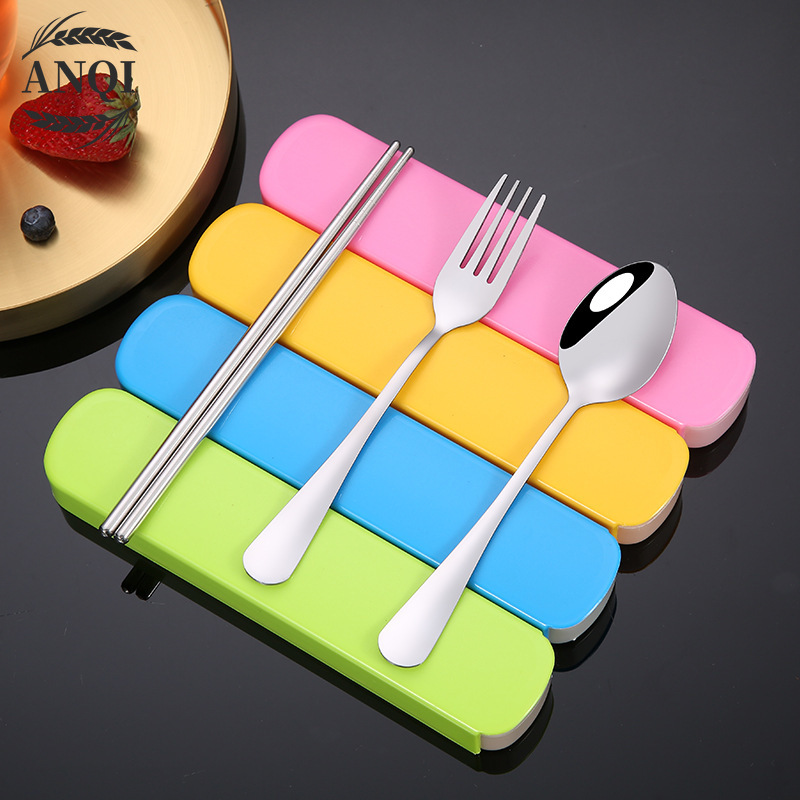 ANQI 1888  3Pcs Set Alat Makan Sendok Garpu Sumpit /Stainless Steel Spoon Fork Chopsticks