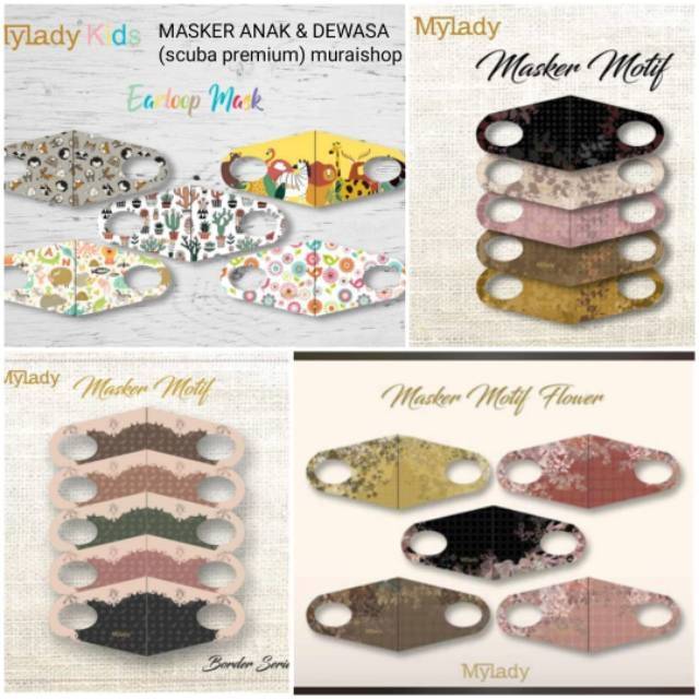 Masker my lady hijab -jual satuan -masker scuba premium - masker ear loop head loop by mylady hijab