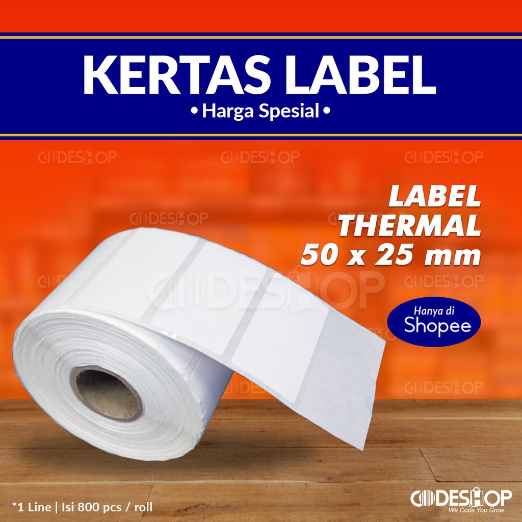 Sticker Label Barcode Thermal 50 x 25mm 1 Line @800pcs