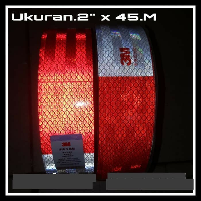

3M Scotchlite Reflective Merah-Putih Stiker Lakban Nyalah 2" x 45.M