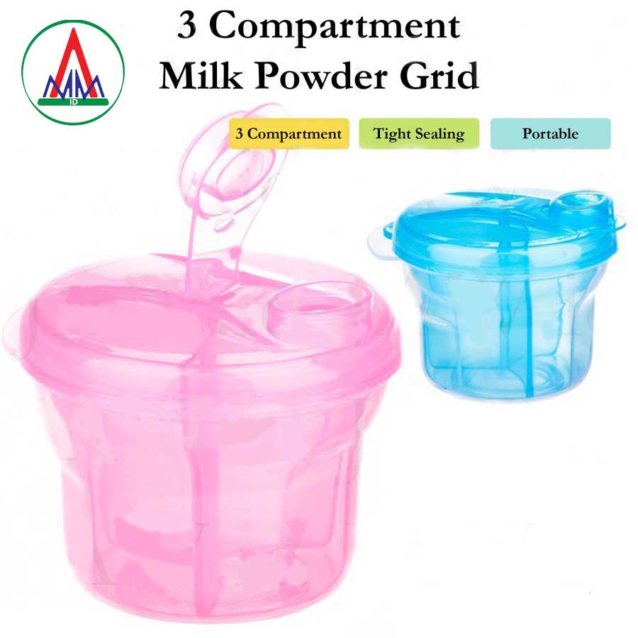 Tempat Susu Bubuk Bayi 3 Sekat / Kotak Penyimpanan Susu Travelling