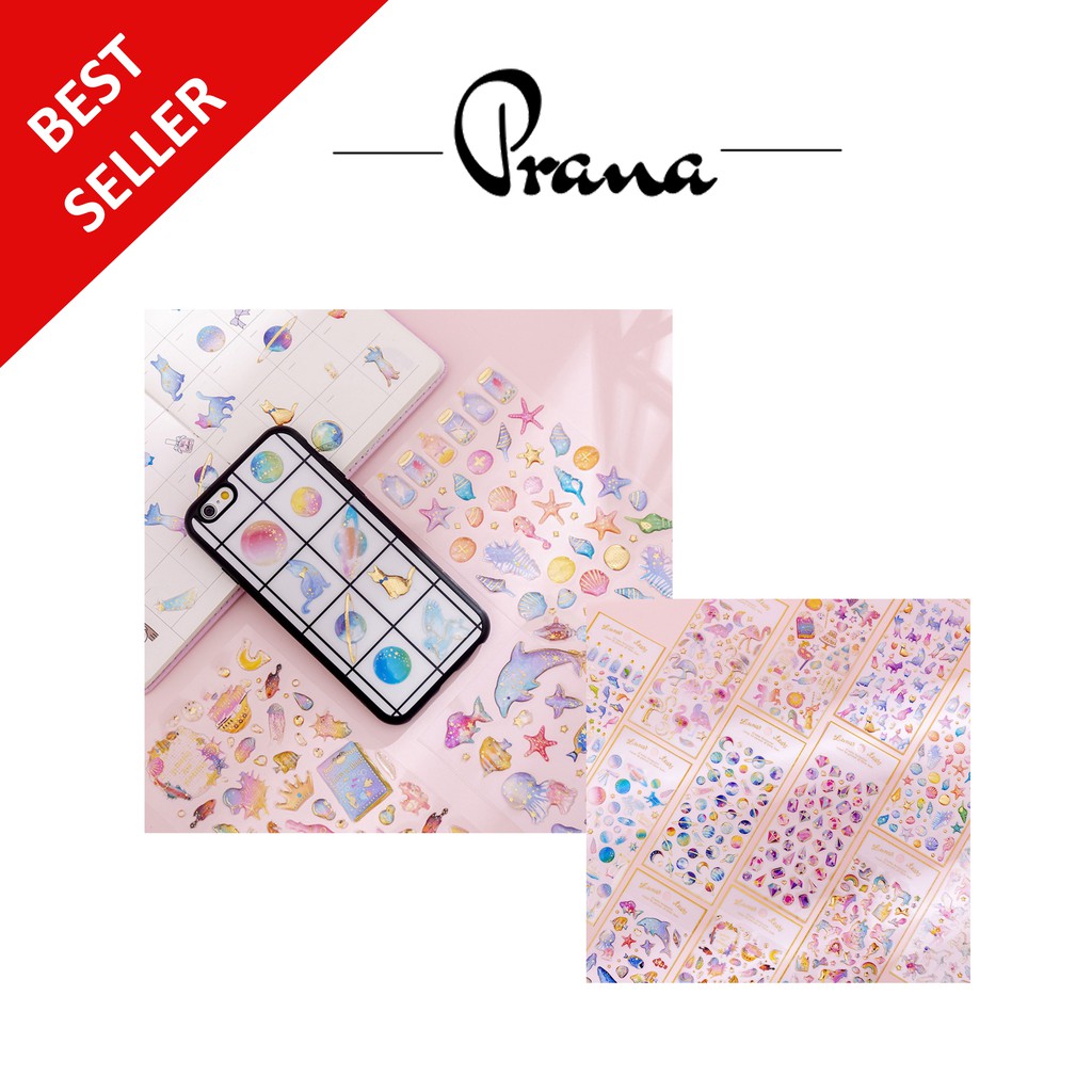 

PRANAKreatif Epoxy Kristal Stiker Lucu Gadis Transparan Stereo Dekorasi Bahan Handbook Ponsel Stiker