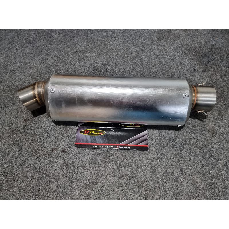 bpro racing selincer knalpot oval tabung universal silencer 4tak inlet 2inch silver matic bebek slin