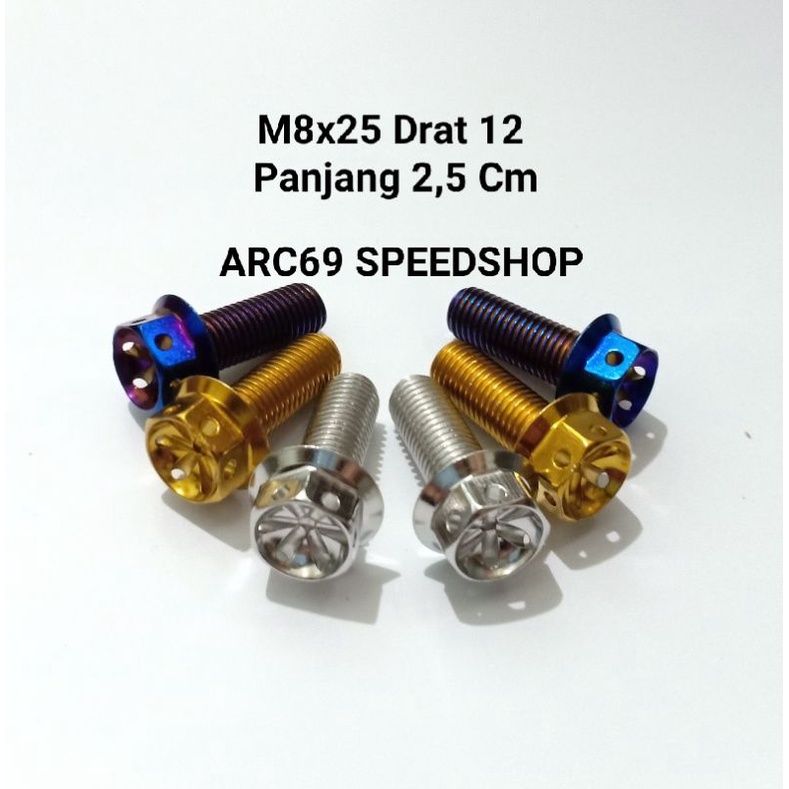 Baut Pb Probolt Thailand M8x25 Drat 12 Panjang 2,5cm Baut Breket Honda / Lain" nya..
