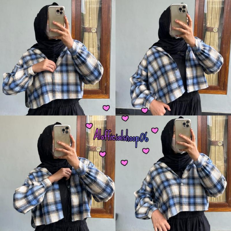 CROP TOP FLANEL / KEMEJA FLANEL WANITA / KEMEJA CROP / KEMEJA WANITA TERBARU-AL:13