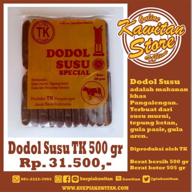 

Dodol Susu TK 500 gram Bungkus plastik