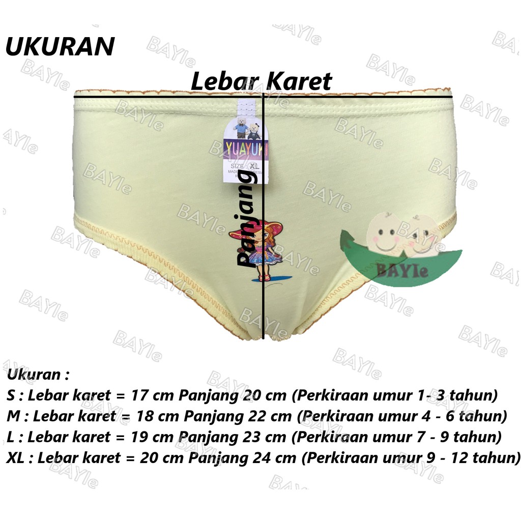 BAYIe -  3 PCS Celana Dalam/CD Anak Perempuan YUAYUKI/ CD anak cewek Size S M L XL
