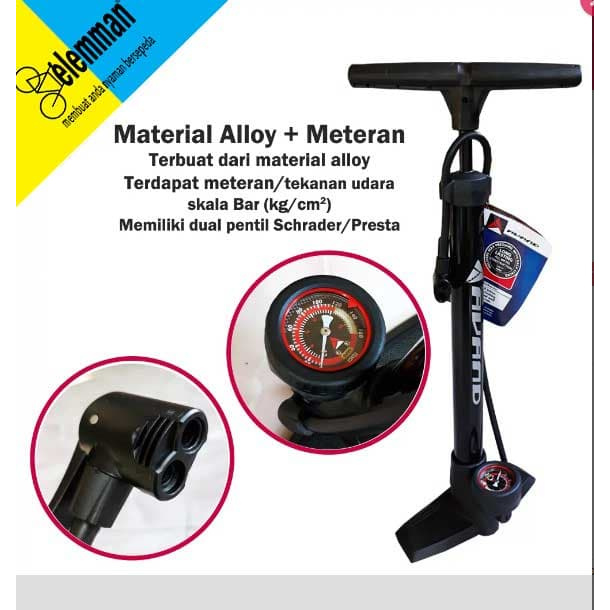 POMPA SEPEDA AVAND 7039 ALLOY PRESSURE METER