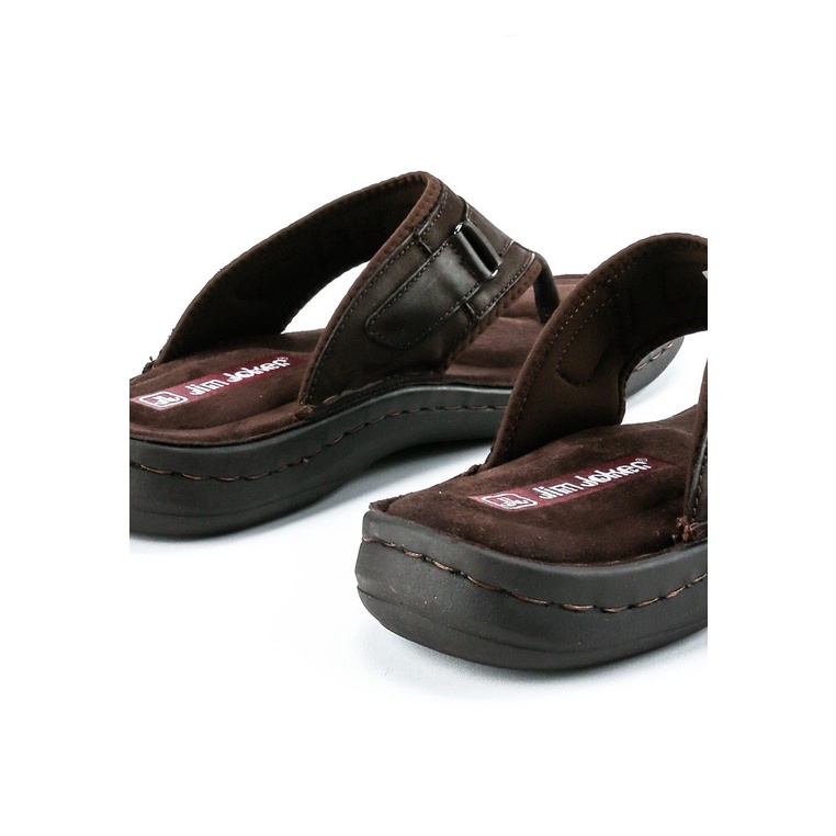 SANDAL CASUAL JIM JOKER PRIA ORIGINAL JEPIT KULIT BRANDED COKLAT JJ02