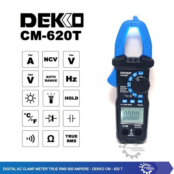 Digital AC Clamp Meter True RMS 600 Ampere - Dekko CM-620T