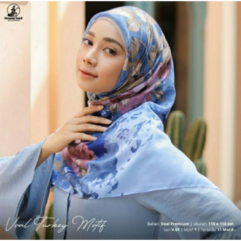 HAYFA - JILBAB UMAMA AZARA SEGIEMPAT MOTIF / SEGI EMPAT MOTIF HIJAB AZARA LC VOAL PRINTING BUKAN POL