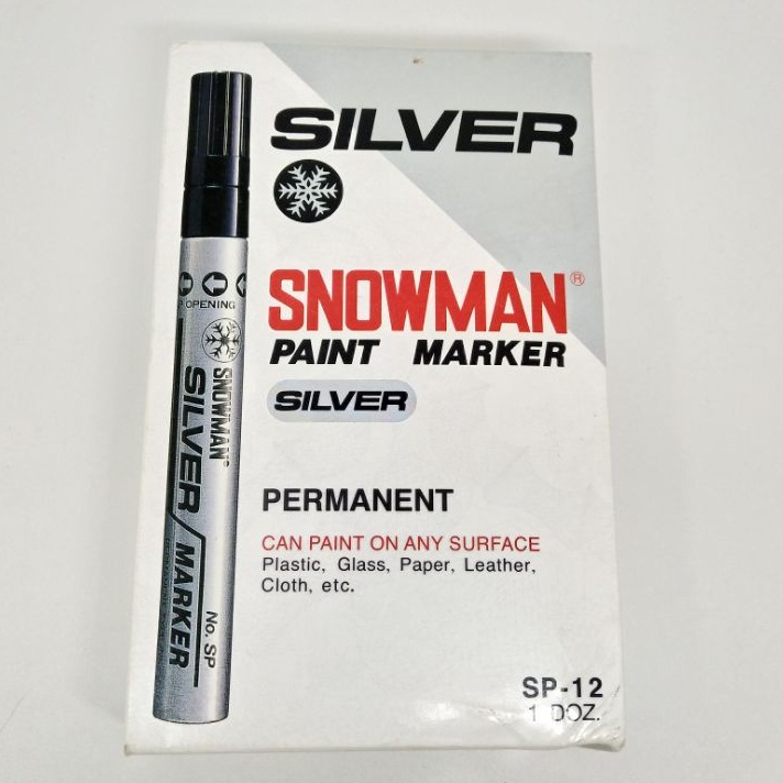 

[1 PAK] Spidol Silver Paint Marker Snowman SP-12 Original (1 pak isi 12 pcs)