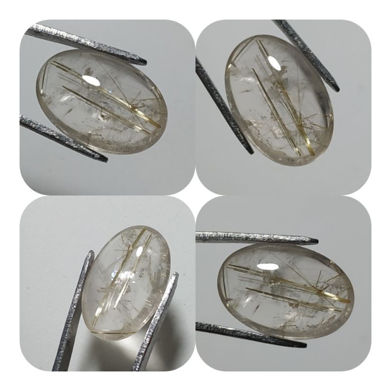 Batu Crystal Quartz kecubung rambut emas