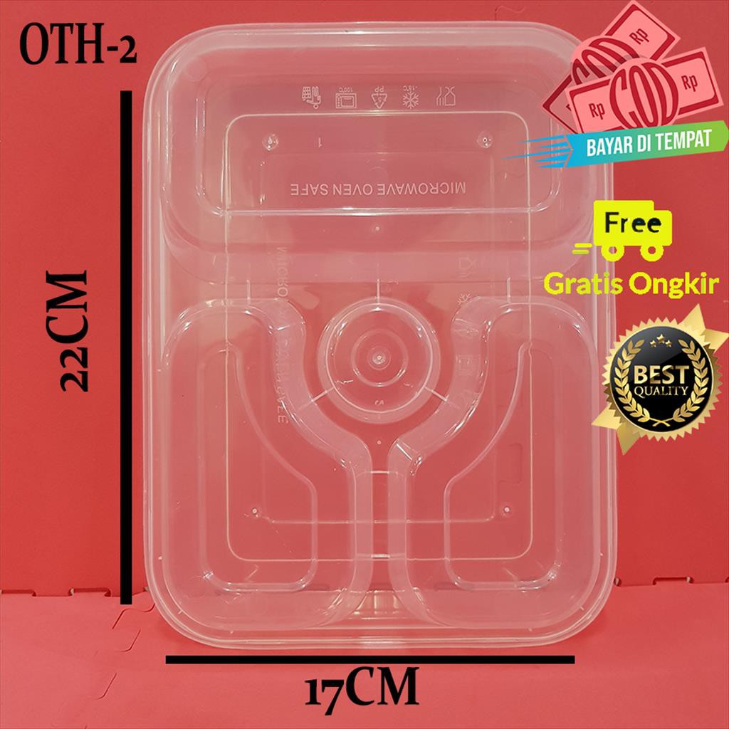 Thinwall tray Bento box 3in1  Sekat/ Tempat Makanan Plastik OTHS 2