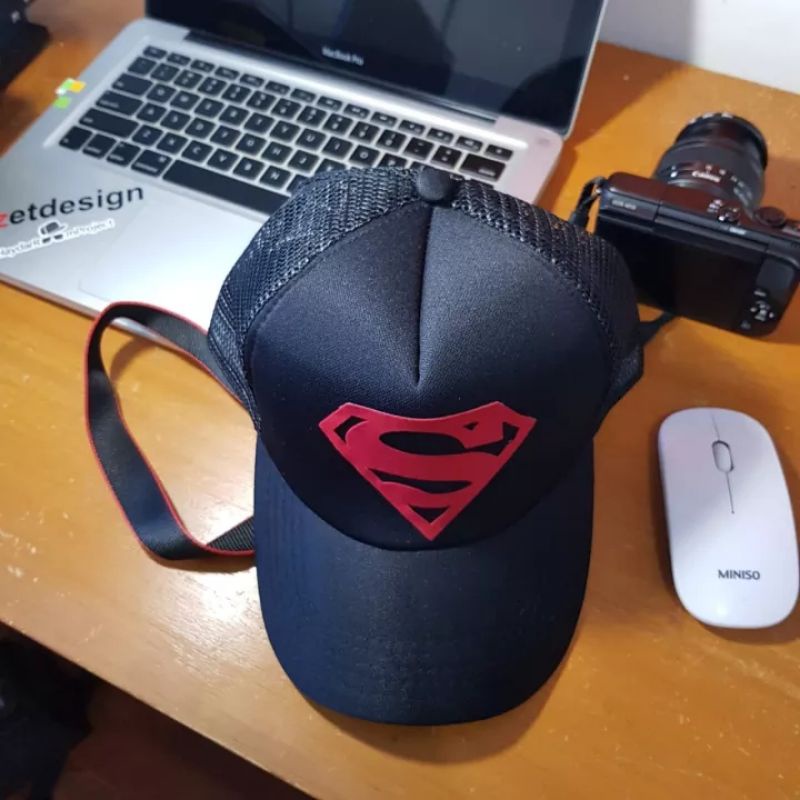 EMOEMO-Topi Pria wanita anak baseball Logo SUPERMAN Topi Distro Jaring Snapback