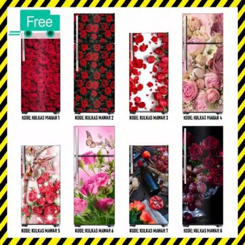 Stiker kulkas 2pintu motif BUNGA MAWAR