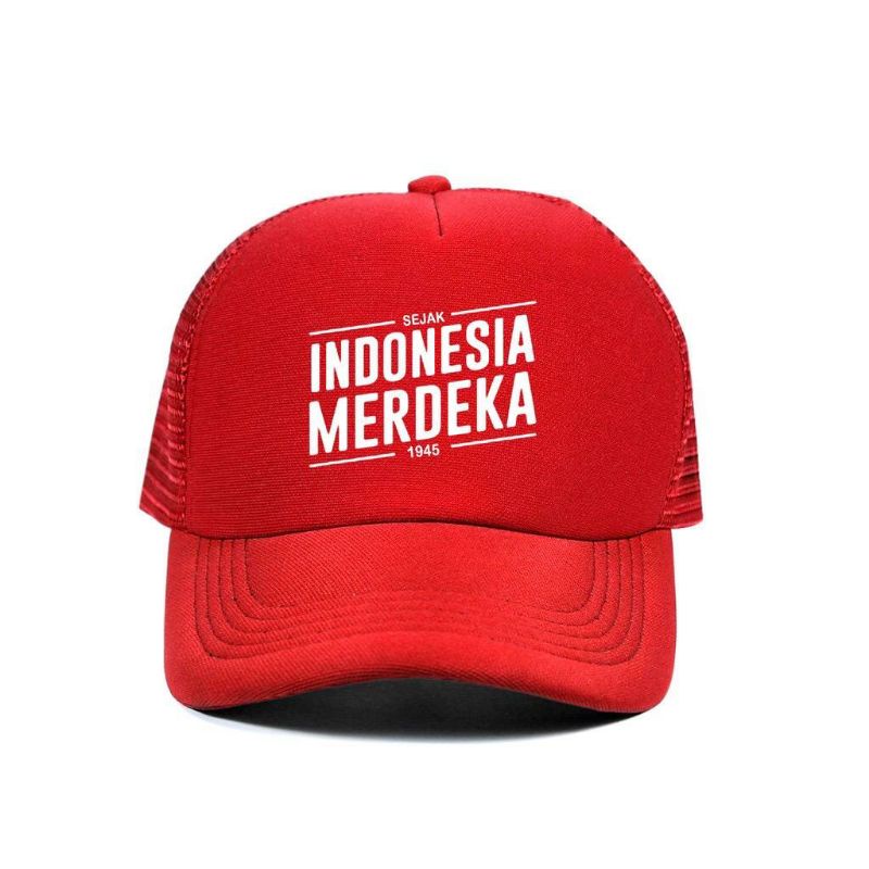 topi trucker jaring Sejak Indonesia Merdeka 1945 Merah Putih