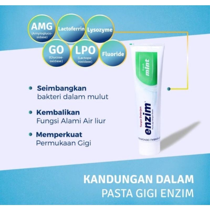 ☆RIAL☆ Enzim Fresh Mint Ijo 160 gr NO DETERJEN Pasta Gigi EXP 2027